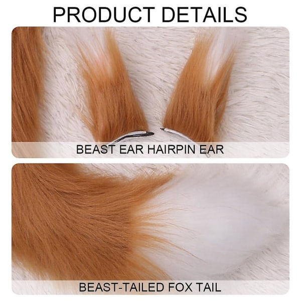 sysy Wolf Fox Animal Ears Tail Set Wolf Ears Tail -asu Fox korvat hiusklipsi set Jouludeco