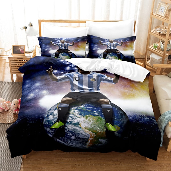 3D fotballstjerne Cristiano Ronaldo, Messi, Mbappe og andre serier sengetøy berømt fotballag trykt mikrofiber dynetrekk med glidelås 135*200