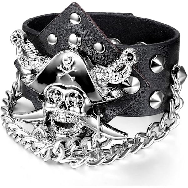 Armbånd Menn Kvinner Hodeskalle Armbånd Punk Rock Lær Strømpebånd Svart, Originale Bursdagsgaver, Originale Bursdagsgaver, Gaver til Jul