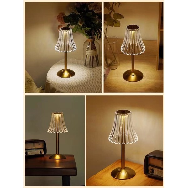Trådløs LED-bordlampe, batteridrevet bordlampe, dæmpbar LED-bordlampe, sengelampe, bordlampe, bordlampe til stue, soveværelse, 3 farver