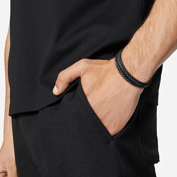 Læderarmbånd til mænd og kvinder flettet reb armbånd