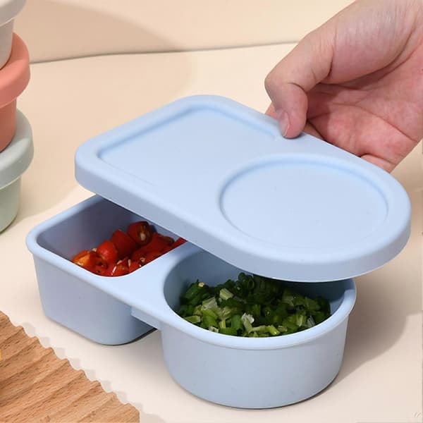 2-facks silikonsåsbox – 360° läckagesäker – för lunch och kylskåp Beige A