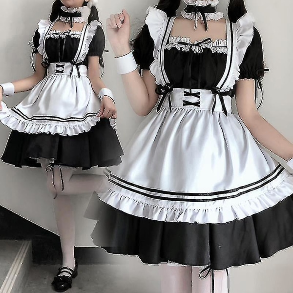 Svart Søt Lolita Maid Costumes Jenter Dame Lovely Maid Cosplay Costume Dress