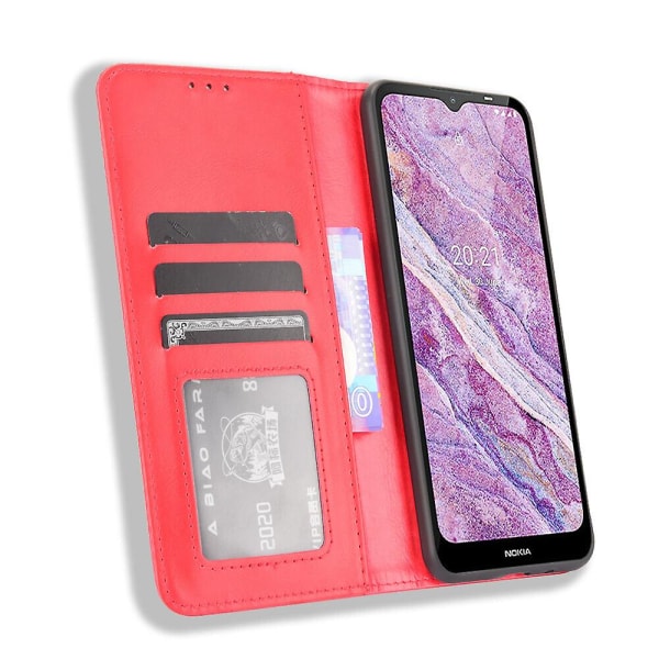 Etui til Nokia C20 / Nokia C10 Kickstand-deksel med magnetisk lukking og skinnpung, kompatibel med Nokia C20 / Nokia C10-etui Red