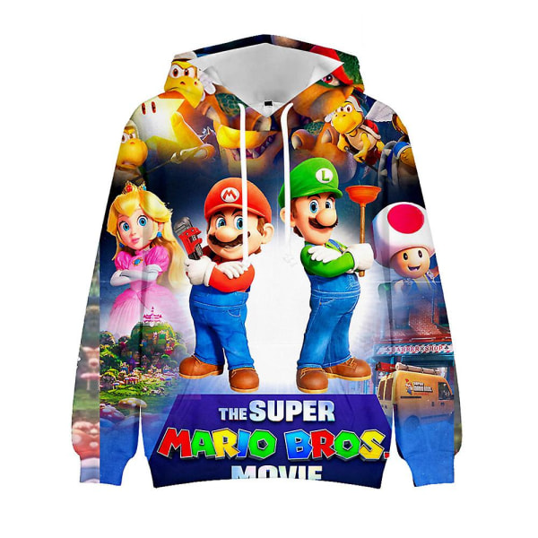 Super Mario Bros Movie 3d tegneserietryk Afslappet snøre Hættetrøjer Langærmet hættetrøje sweatshirt toppe Børn Fødselsdagsgave F 9-10 Years