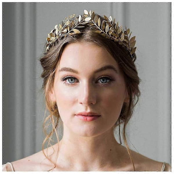 Brudehodebånd Bladranke Gull Hodeplagg, Gullbladkrone Tiara, Bryllupshårtilbehør for brudepiker kvinner og jenter