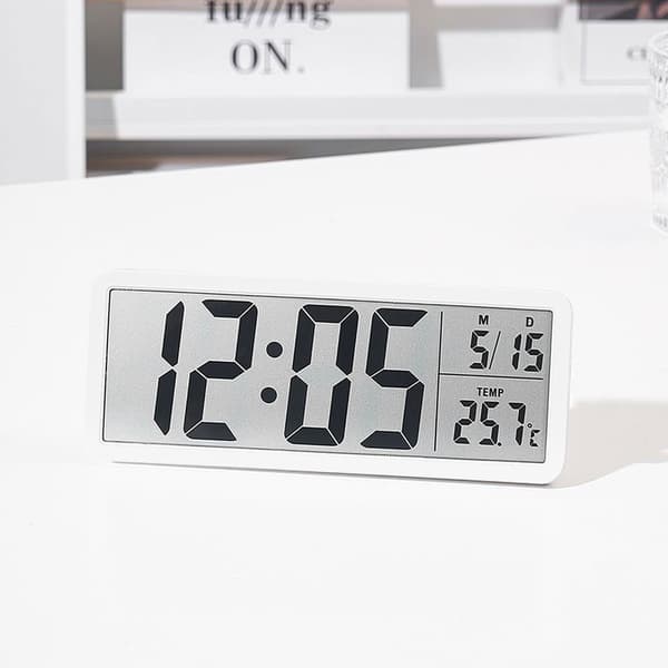 Digital Wall Clock LCD Digital Wall Clock With Time Temperature Date Display Battery/USB Powered Desk Clock For Bedroom Kitchen Black