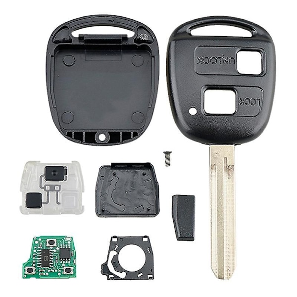 Bilsmartnyckel med 2 knappar, 4C-chip, för Toyota Corolla 2001-2007 304MHZ black