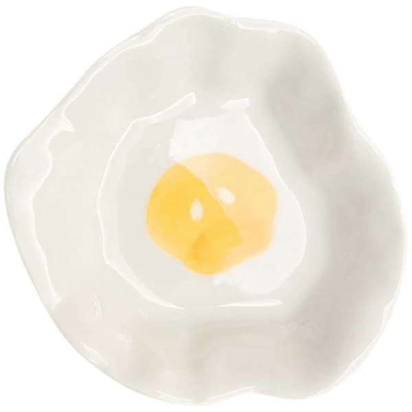 Hvit keramisk krydderfat for dippsaus, liten posjert eggfat