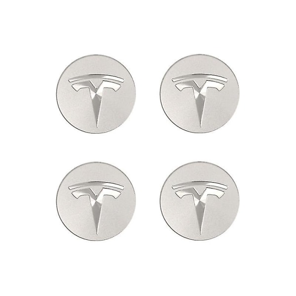 Aleko Tesla Model Center Caps Hub Cover Cap Logo Kit Koristerenkaat Kannen cap Hopea Vakio (vaalea pinta)