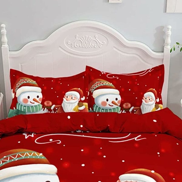 Julbäddset, Täckeöverdrag, Tomte, Snögubbe, Juldekoration (Röd, 220 x 240 cm)