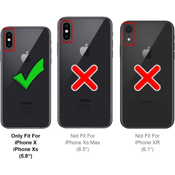 Case Yhteensopiva iPhone X:n, iPhone XS:n kanssa Iskunkestävä suojaus korttipidikkeellä Premium case iPhone X/XS case, musta
