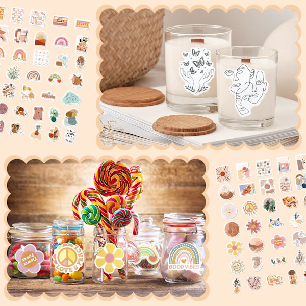 100 stk. æstetiske klistermærker, æstetiske klistermærker, scrapbooking-klistermærker, vandtætte vinylklistermærker til vandflasker, scrapbooking, journal