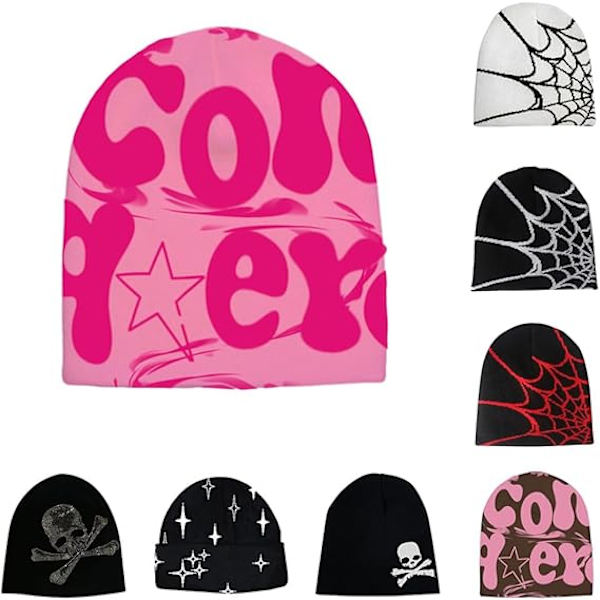 (Svart 01) Vintermössa för Kvinnor Män Varm Stickad Y2K Beanie Slouchy Skul