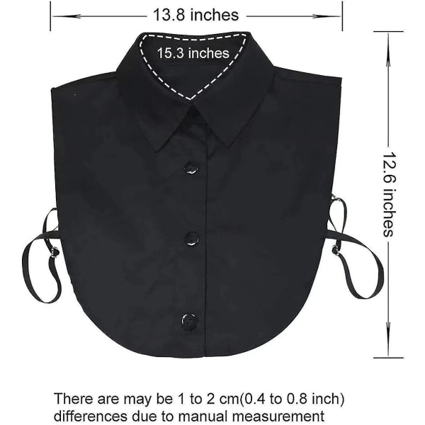 2st blus med falsk krage Vintage avtagbar krage herrskjorta för kvinnor (vit+svart)