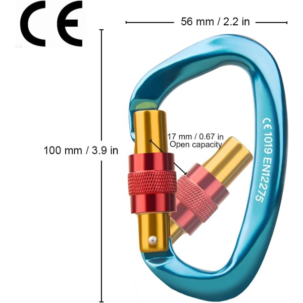 25kN Kiipeilykarabiini Lukittava Karabiini D-muotoinen Karabiini