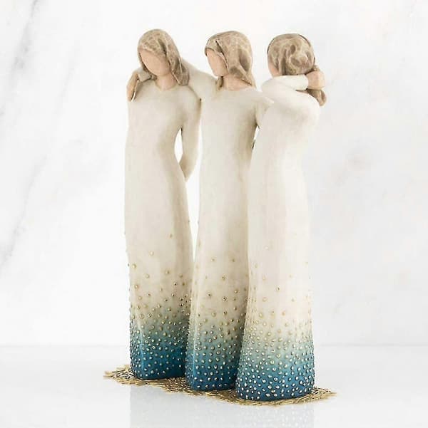 Willow Tree Vid Min Sida, 3 systrar Vid Min Sida Skulptur Handmålad Figur