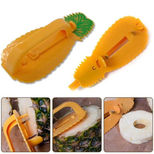 Ananasleikkuri Helppo puhdistaa Terävä Kannettava Söpö muoto Kevyt Poista ananasydin ruostumaton Säädettävä Innovatiivinen ananaskuorija keittiöön