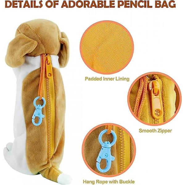 Pencil Case til drenge, hund Pencil Pouch blød dyr Stationery Cartoon opbevaring Pen taske boks til skoleartikler pige studerende