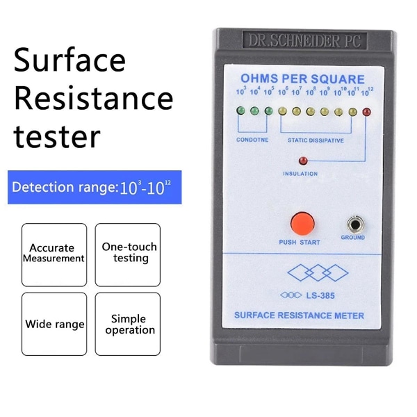 -385 LED-skjermoverflatemotstandstester Antistatisk testing Induksjon ohm-målere motstandstest med LED-indikator Gray