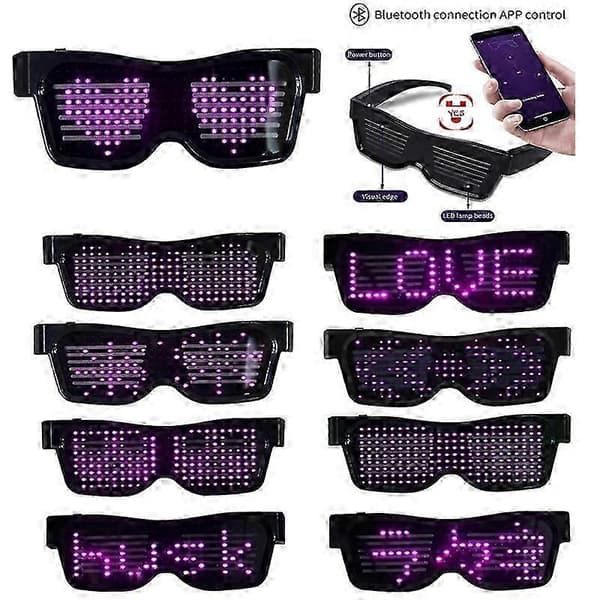 {YM}App-styrede Bluetooth LED Party Briller USB-opladning Flash Briller Appkontrol App Control App Control RED