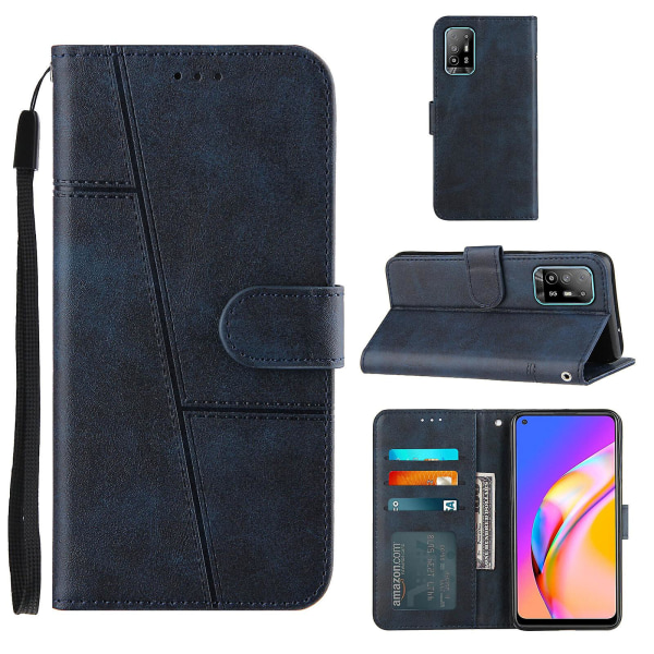 Kompatibel med Oppo A94 5g Fodral Läder Folio Cover Plånbok Magnetisk Premium Etui Coque - Blå