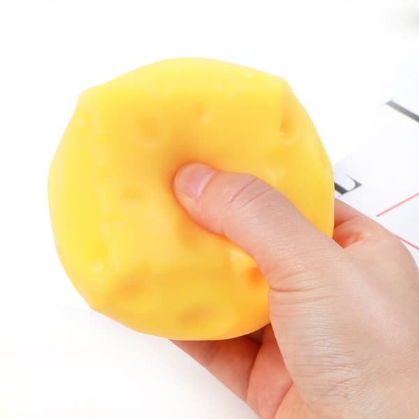 2 Pieces Cheese Squishy Sensory Toy, Yellow Cheese Soft Squeeze Fidget for Stress Relief, 5cm