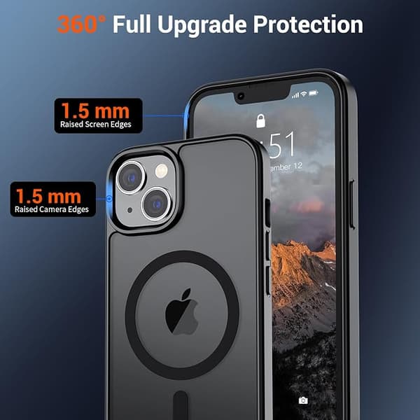 SUPFINE Magnetic Case for iPhone 15pro, MagSafe Compatible, Military Grade Drop Protection, Translucent Matte Shockproof Case, Black iphone15pro black