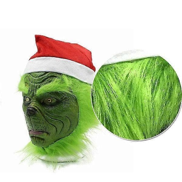 Grinch Halloweenmask, cosplay Tomtedräktmask