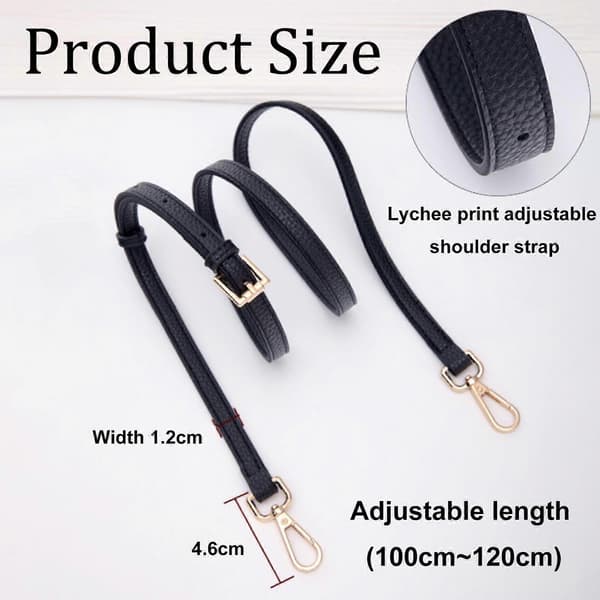 Svart väskkedjerem Axelrem, Justerbar Längd 100-120cm för Handväskor, Crossbody-väskor
