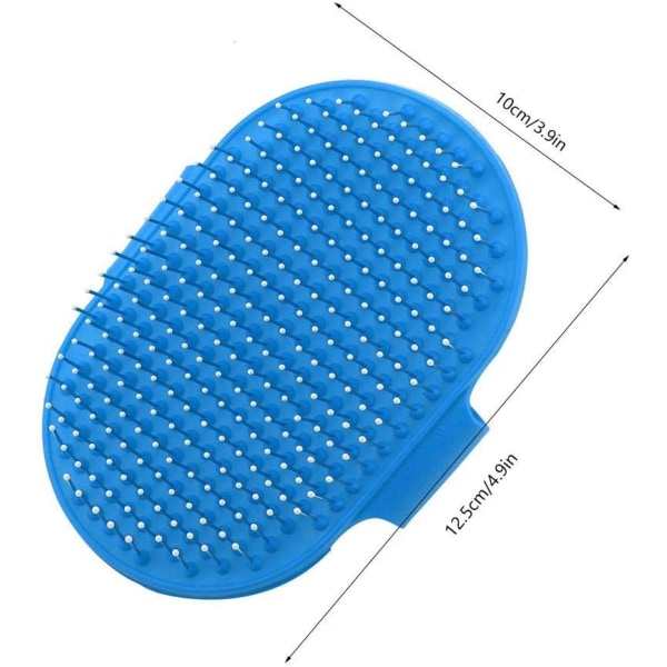 Silikonmassageborste för husdjur - badborste för hundar och katter - massageborste med rund huvud - skötselborste för långt och kort hår (blå)