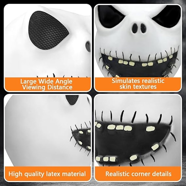 Jack Skellington Mask Kostym Nightmare Before Christmas Jack Mask Latex Anime Mask Halloween Kostym Cosplay Rekvisita Vuxna