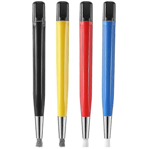 4 stk/sæt rustfjernelsesbørste pen glasfiber / messing / stål / nylon børste pen form urdele polering