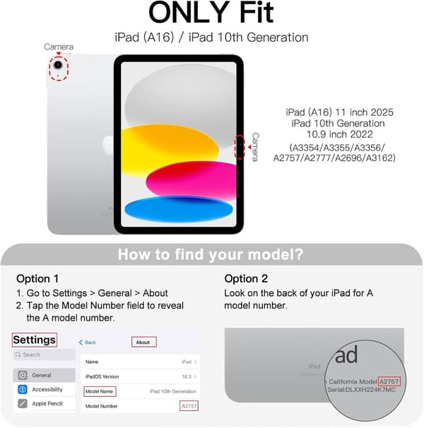 iPad (A16) 11th/10th Generation (2025/2022) Protective Case, Ultra-Thin Stand Hard Shell with Auto Wake/Sleep Function-Xin[GKS] Himmelsblå