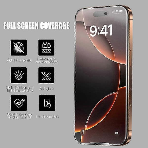 2025 iPhone 16 Pro Max härdat glas - skärmskydd transparent iPhone 16 Pro Max
