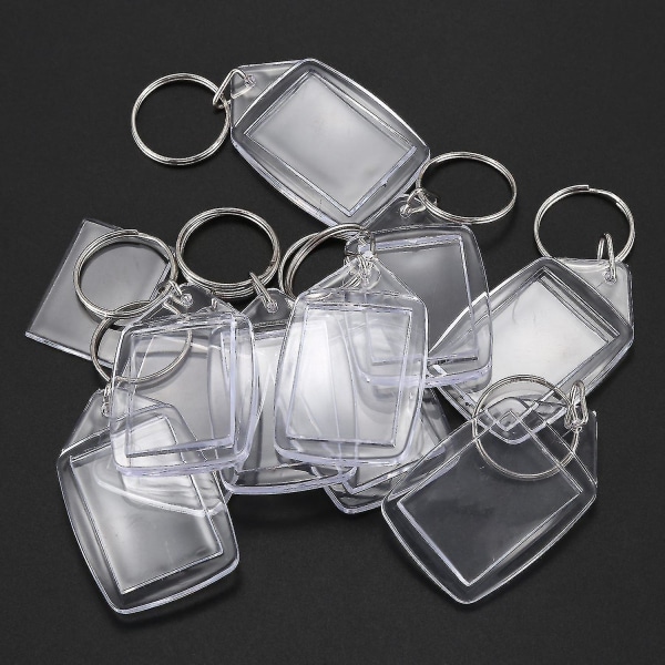 10x klar akryl plast blank nøkkelringer Sett inn passfoto nøkkelring nøkkelfob