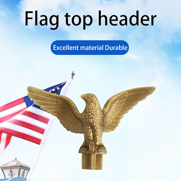 Stangflagstang-topfigur - ikke-deformeret, ikke-brudt, tilføjer atmosfære, uafhængighedsdag, haveindretning, ørn, flagstang-finial, ornament, udendørsforsyning Golden
