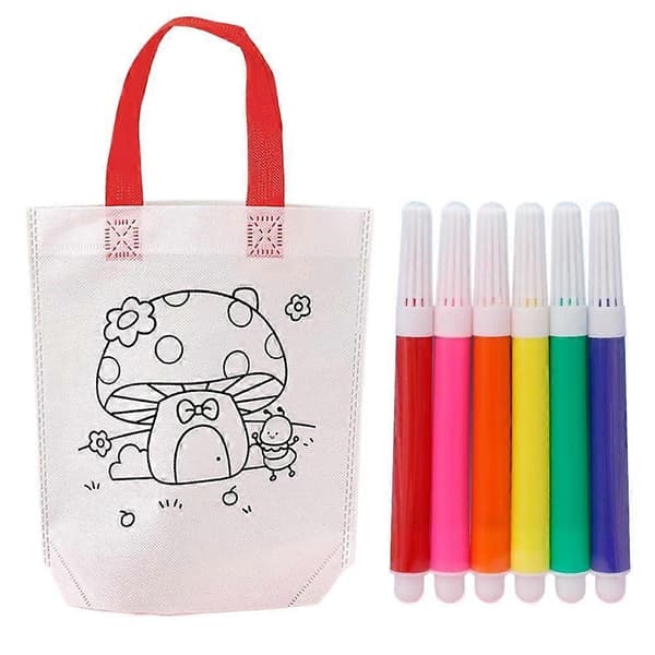 Gør-det-selv mulepose til børn - Non-woven, 22,5 cm, Tegne- og malerhåndværkssæt A