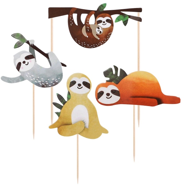 Fruktkaka Sloth Födelsedag Djur Cupcake Toppers Sloth Cake Dekorationer Bröllop Sloth Festtillbehör Cake Decor