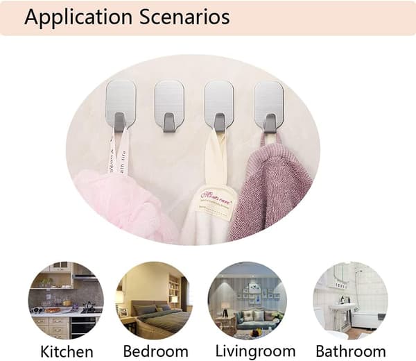 Small Self-Adhesive Hooks for Hanging Extra Strong Adhesive Hooks Heavy Duty