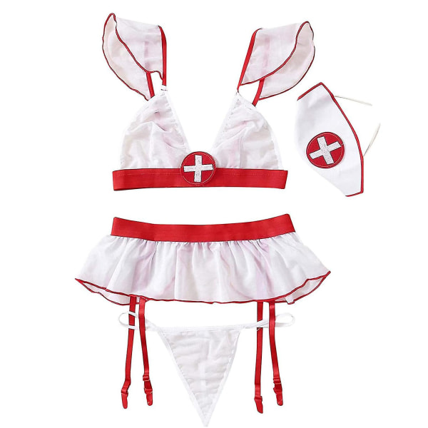 Sexig sjuksköterskeuniform Nattklubb Fest Cosplay Smekmånadskostym Pyjamas S