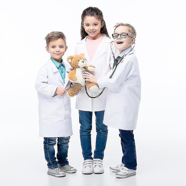 Doktorkjole for barn i hvit frakk (110 cm)