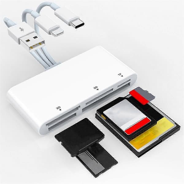 2025 5-i-1 minneskortläsare USB OTG-adapter TYPE-C kortläsare stöder SD TF XD MS-kort för I-Phone/