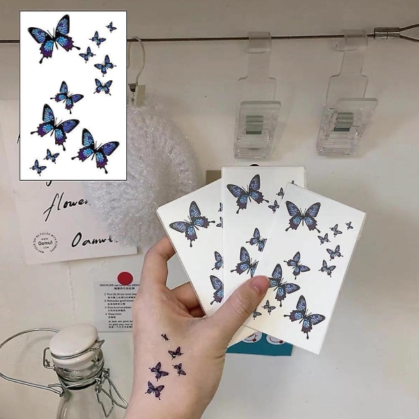 Fjärilar 3d mångfärgad tillfällig tatuering falska kvinnor