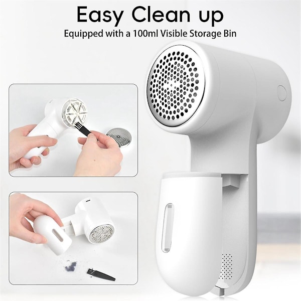 Tyg Rakapparat, Ludd Remover för Kläder med LED-display, USB Uppladdningsbar Debobbler, Lints Rakapparat Defuzzer White