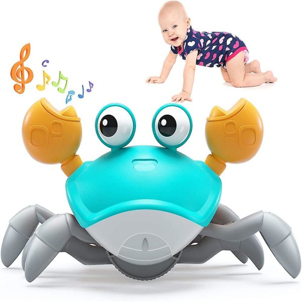 Baby ryömivä musikaalilelu, toddler elektroninen valaistu ryömivä rapulelu, jossa on automaattisesti esteitä, liikkuvia leluja