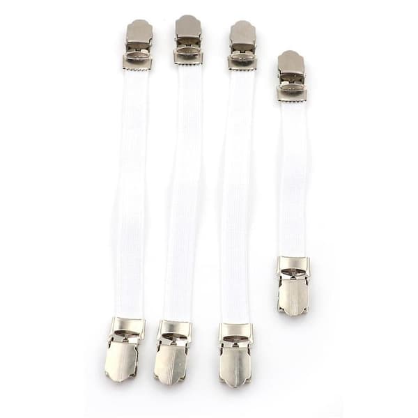 Ny 4 X Strykebretttrekk Klipsfester Stram Passform Elastiske Seler Stropper Grep White