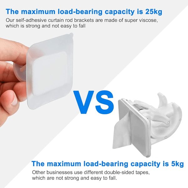 4 stk. selvklæbende gardinstangbeslag, ingen boring, gardinstangsholder, fastgørelsesstangsholder, gardinstang, håndklæde, tøjophæng (hvid)
