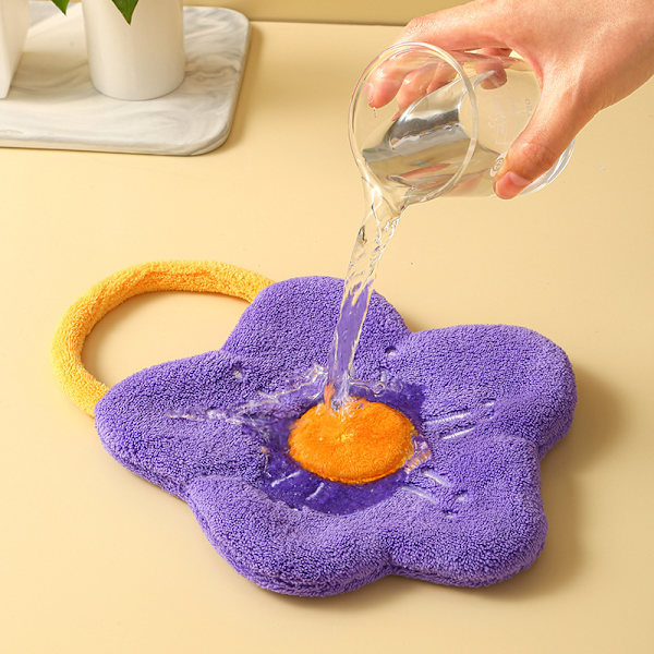 Handdukar med hängögla, absorberande handduk för rengöring och torkning av badrum purple