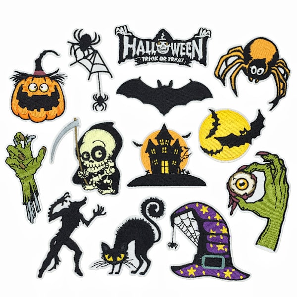 Halloween häxa fladdermus broderad patch